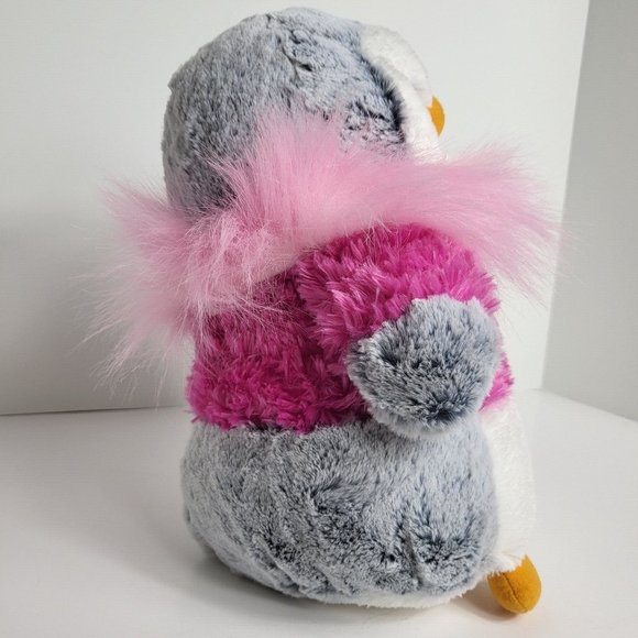 Aurora Plush Penguin Pom Pom Jewel Stuffed Animal Pink Winter Coat 2017 - Picture 14 of 16